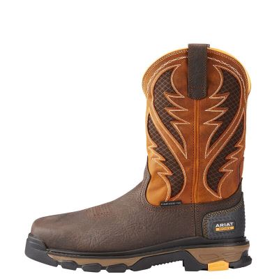 Ariat Intrepid VentTEK Kahverengi / Sarı Iş Ayakkabıları Erkek (40600-311)